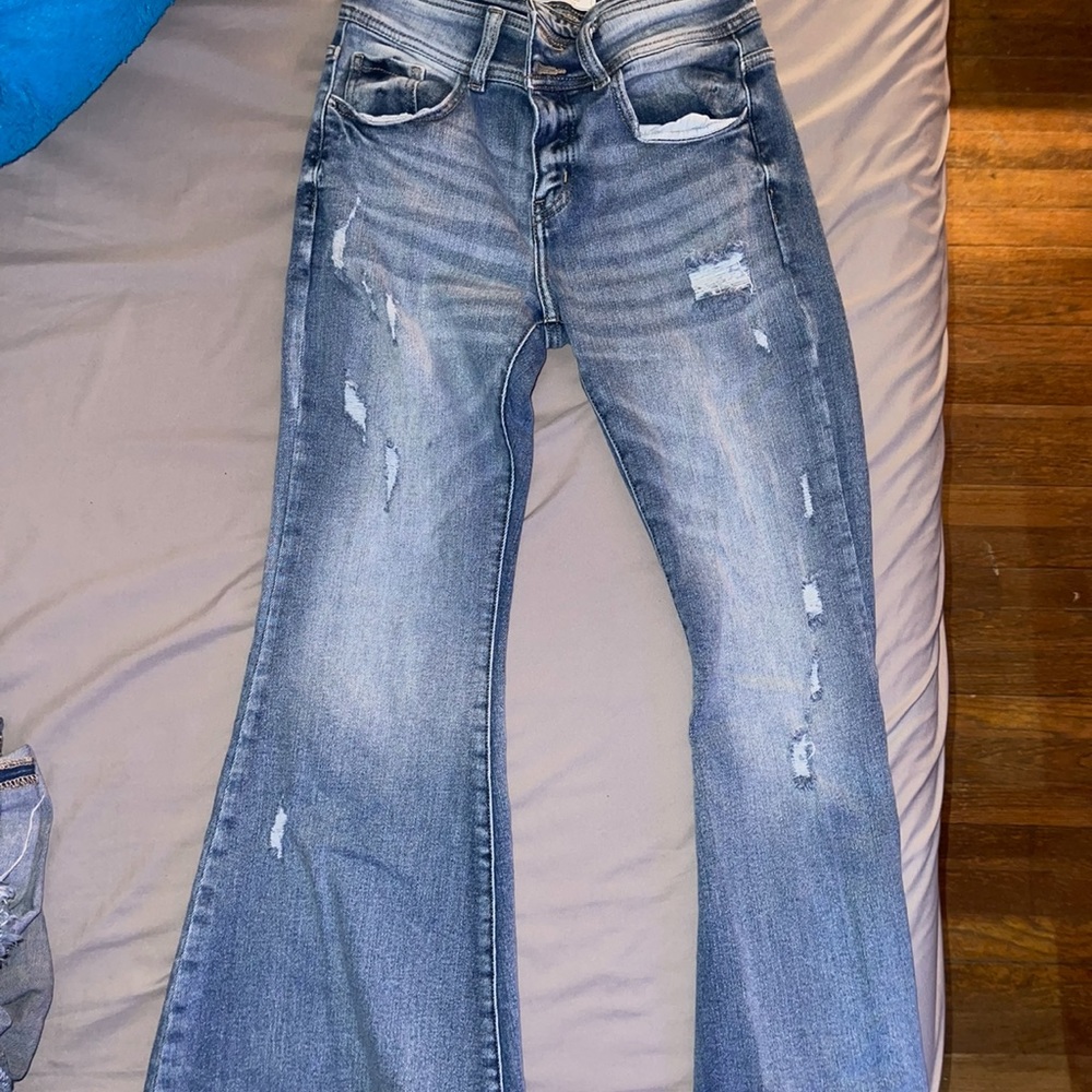 Kancan flare distressed jeans
